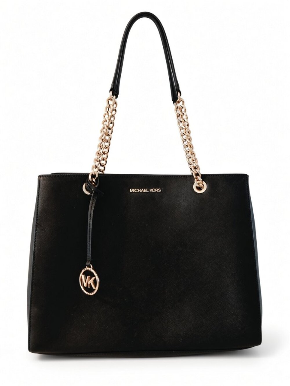 Authentic Michael Kors Jet Set Travel Large Chain Shoulder Tote – Black Saffiano